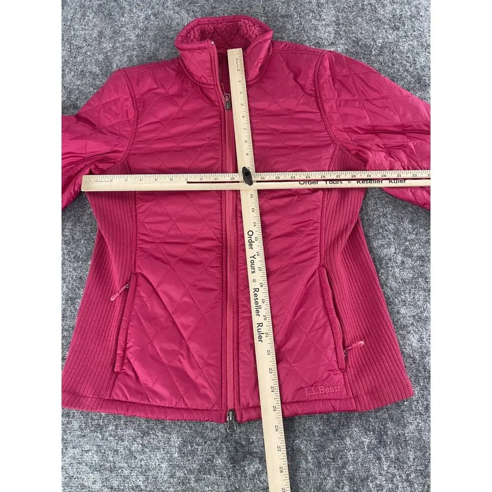 LL Bean Jacket Women’s Medium Pink Windbreaker Pockets Lined Fur N313